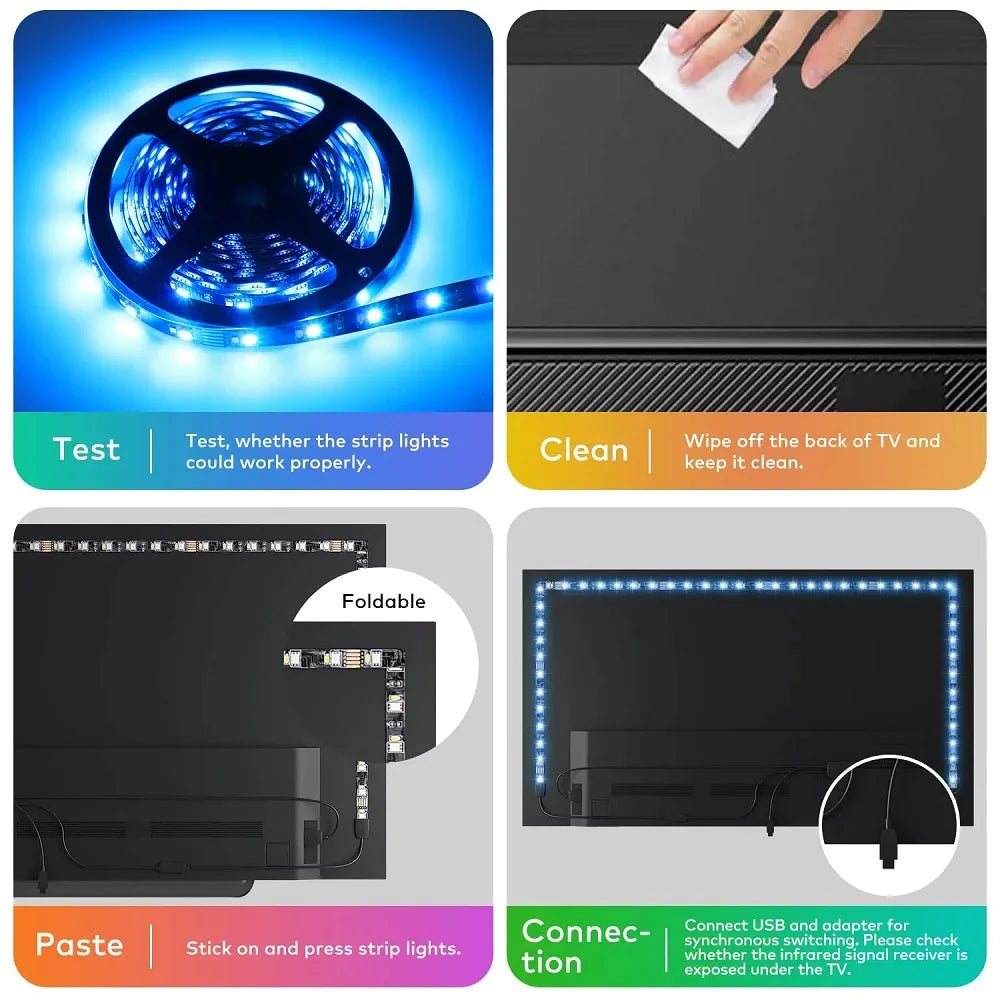 RGB 5050 DC5V USB 24Keys Bluetooth Led Strip Lights Tape With Remote Control